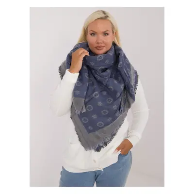 Blue-gray warm women's scarf with wool