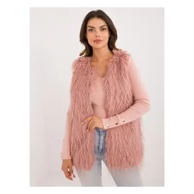 Dark pink fur vest with lining