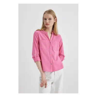 DEFACTO Regular Fit Long Sleeve Linen Look Shirt