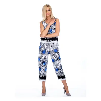 Black and blue patterned top and trousers