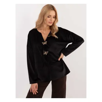 Black velour blouse large size