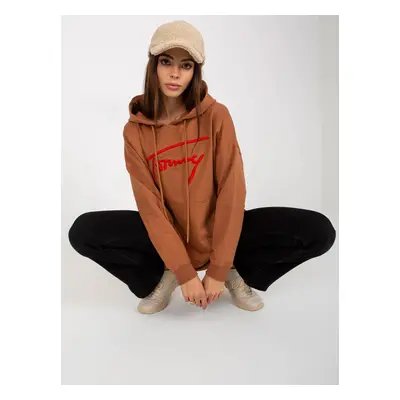 Light Brown Long Patch Kangaroo Hoodie