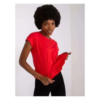 Red women's T-shirt with ruffles Hierro