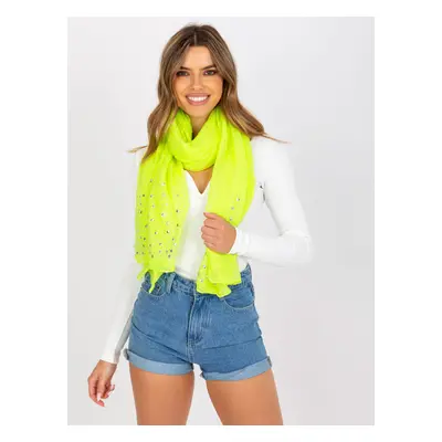 Fluo yellow airy scarf with stone application