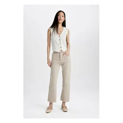 DEFACTO Crop Flare Fit High Waist Cropped Both Woven Trousers