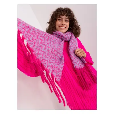 Pink and blue women's knitted scarf