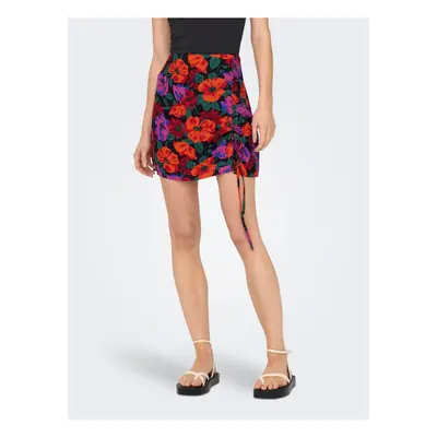 Black-Red Women's Flored Mini Skirt ONLY Nova - Women