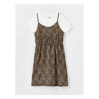 LC Waikiki Leopard Print Girl Dress and T-Shirt