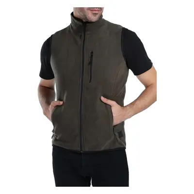 79233 Dewberry Ghsy Multi-Pocket Fleece Mens Vest-DARK KHAKI