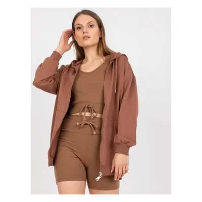 Basic brown three-piece set with shorts