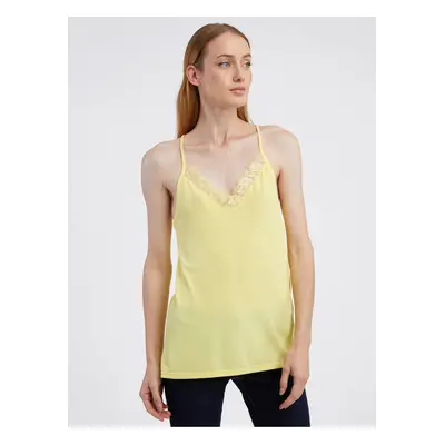 Yellow Women's Tank Top with Lace CAMAIEU - Women