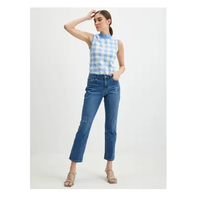 Orsay White-blue ladies checkered top - Women