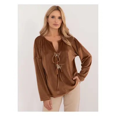 Light brown velour blouse large size