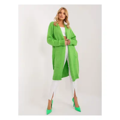 Light green oversize cardigan without closure