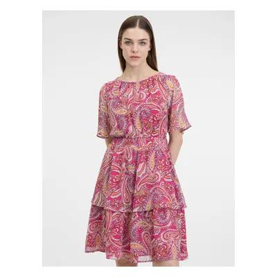 Orsay Red-Pink Ladies Patterned Dress - Women