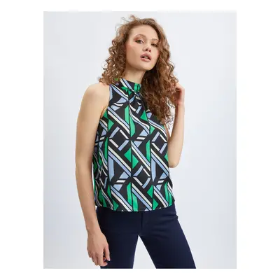 Orsay Black and Green Ladies Patterned Blouse - Women