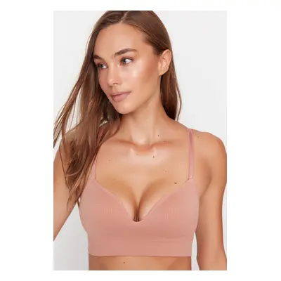 Trendyol Dark Skin Seamless Strappy Non-wired Cupped Bralette Knit Bra