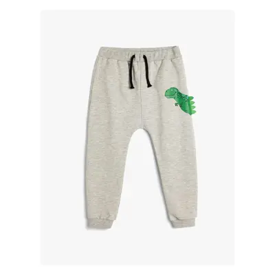 Koton Dinosaur Jogger Sweatpants Tie Waist Pocket Applique Detailed