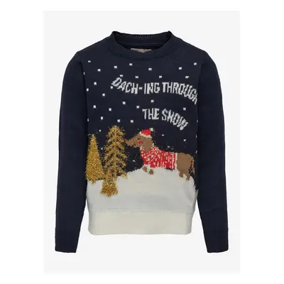 Dark blue girls' Christmas sweater ONLY Xmas - Girls