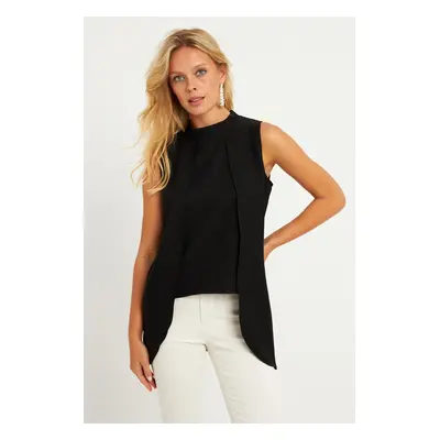 Cool & Sexy Women&#39;s Black Woven Blouse