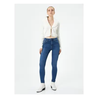 Koton High Waist Denim Trousers Skinny Leg Slim Cut - Carmen Jean