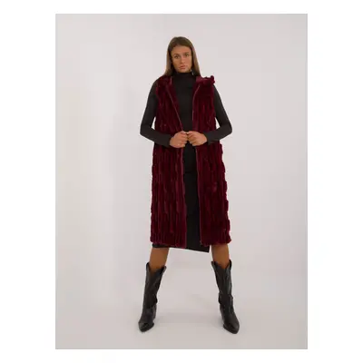 Burgundy winter fur vest with fastening