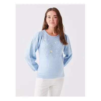 LC Waikiki Crew Neck Openwork Long Sleeve Maternity Knitwear Sweater