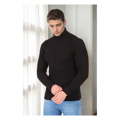 19295 Dewberry Turtleneck Mens Sweater-BLACK