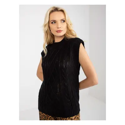 Black, knitted vest with braids from SUBLEVEL