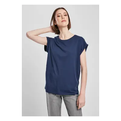 Women's T-shirt with extended shoulder navy blue