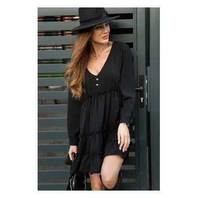 Black dress with ruffles, loose fit