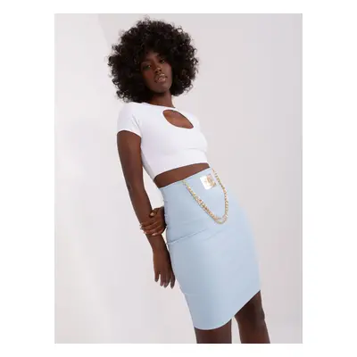 Light blue knitted skirt with patch