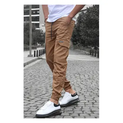 Madmext Brown Cargo Pocket Jogger Pants