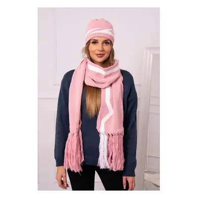 Women's set with scarf Jagna K356 powder pink