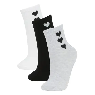 DEFACTO Women's 3-Piece Cotton Long Socks