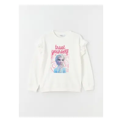 LC Waikiki Crew Neck Elsa Printed Long Sleeve Girl's Sweatshirt