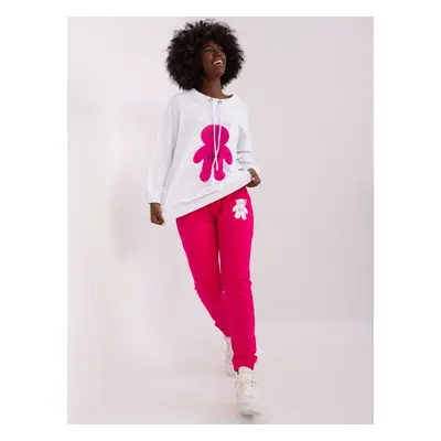 Ecru-fuchsia women's tracksuit with teddy bear