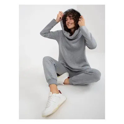 Grey basic tracksuit with asymmetrical sweatshirt