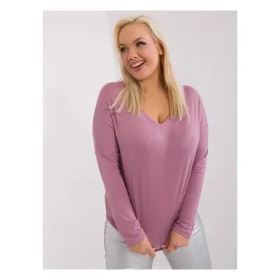 Dusty Pink Plain Plus Size Blouse Elisa