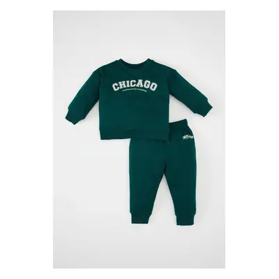 DEFACTO Baby Boy 2-Piece Set Printed Sweatshirt Top Elastic Waist Jogger Tracksuit Bottom