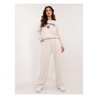 Light beige melange tracksuit with patches