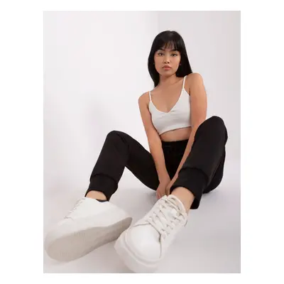 Women's black sweatpants with tie