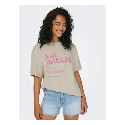 Beige women's oversize t-shirt ONLY Lina - Women's