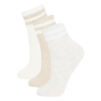 DEFACTO Women's Comfortable Elastic 3-Pack Cotton Ankle Socks