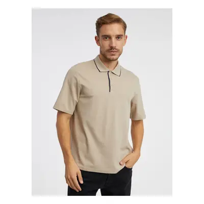 Beige Mens Polo T-Shirt Jack & Jones Blamatt - Men