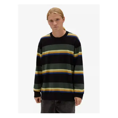 Green and black men's striped sweater VANS Tacuba Stripe Crew - Men