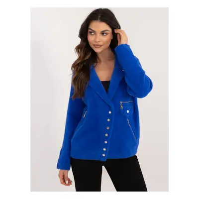 Women's blue alpaca jacket with pockets