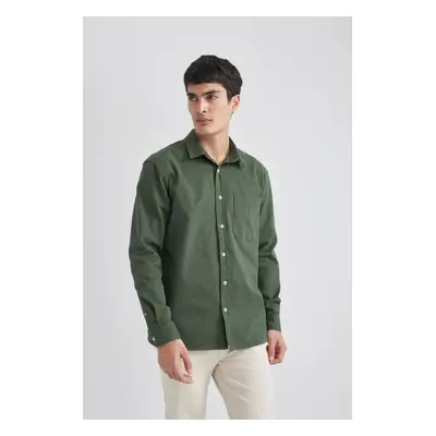 DEFACTO Relax Fit Polo Collar Gabardine Long Sleeve Shirt