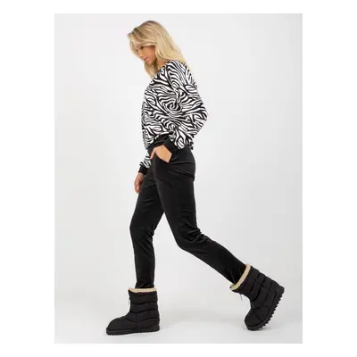 Black and white velour set with zebra sweatshirt RUE PARIS