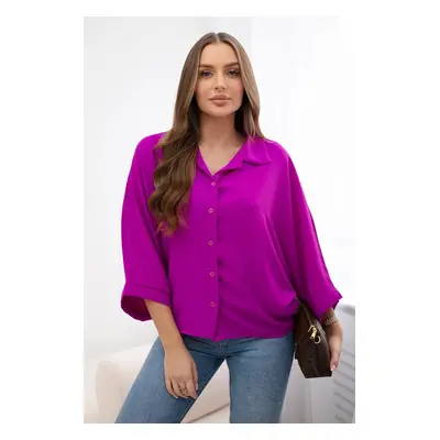 Oversized blouse with button fasteners in dark purple color